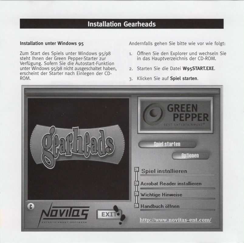 Inside Cover for Gearheads (Windows 3.x) (Green Pepper release)