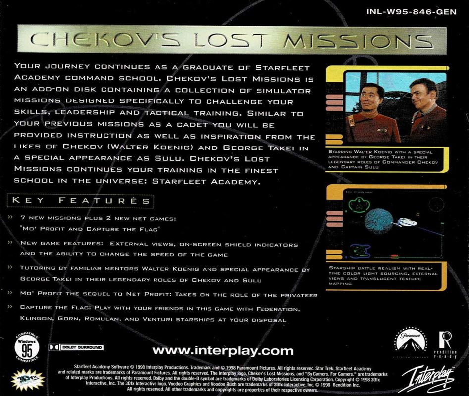 Other for Star Trek: Starfleet Academy - Chekov's Lost Missions (Windows): Jewel Case - Back
