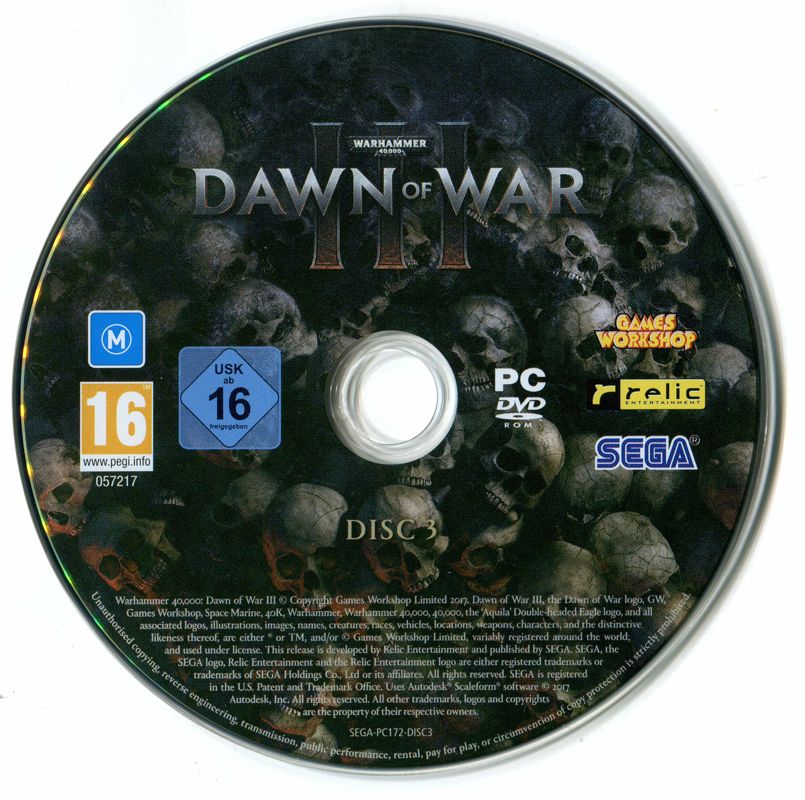 Media for Warhammer 40,000: Dawn of War III (Windows): Disc 3
