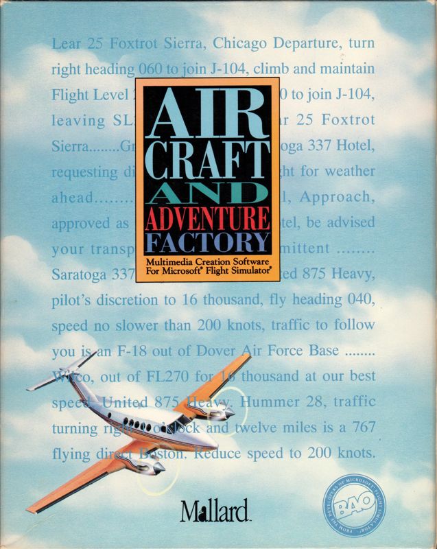 Front Cover for Aircraft and Adventure Factory (DOS and Windows 3.x)