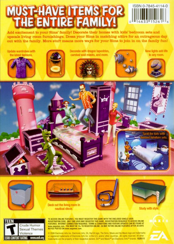 Back Cover for The Sims 2: Family Fun Stuff (Windows) (Target Exclusive Release)