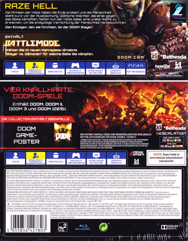 Back Cover for Double Pack: Doom Eternal / Doom: Slayers Collection (PlayStation 4)