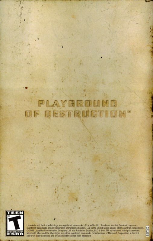 Manual for Mercenaries: Playground of Destruction (Xbox): Back