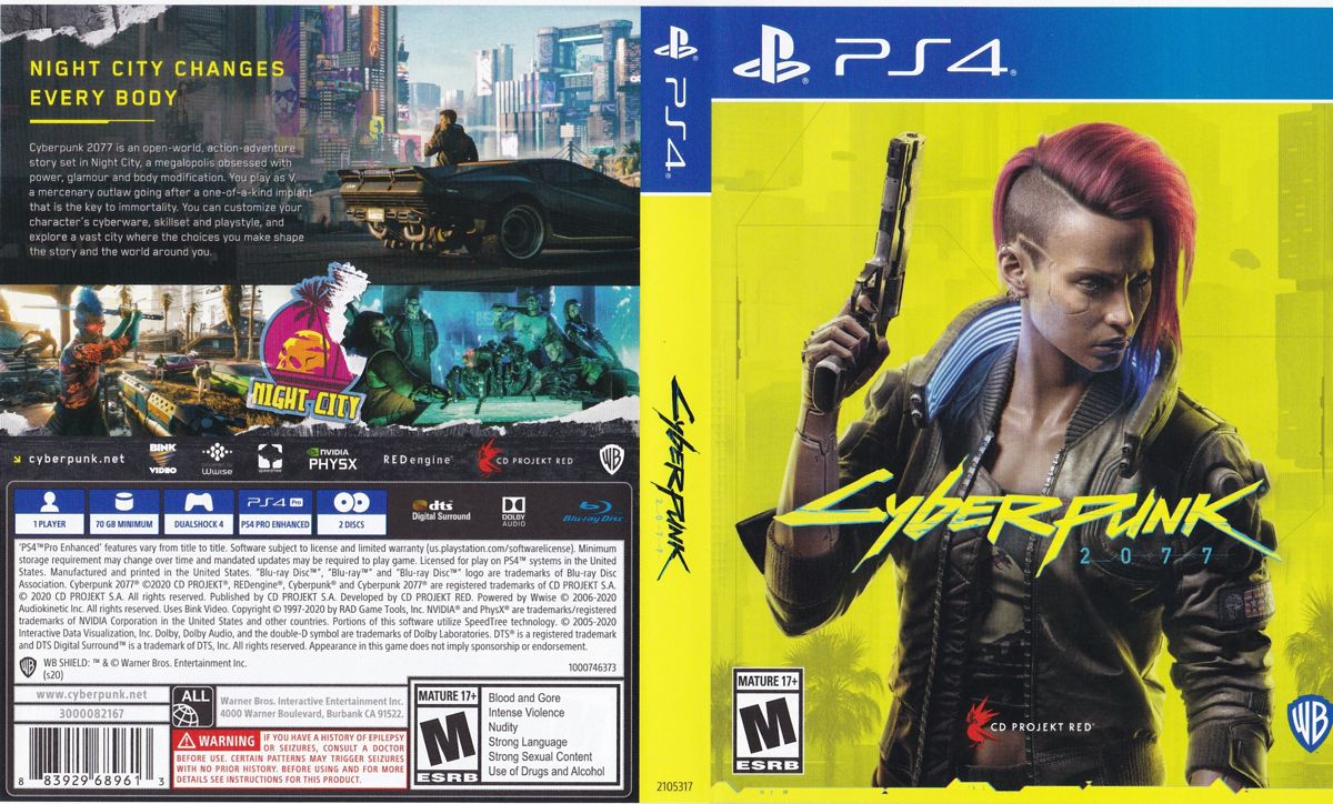 Inside Cover for Cyberpunk 2077 (PlayStation 4): Full Cover