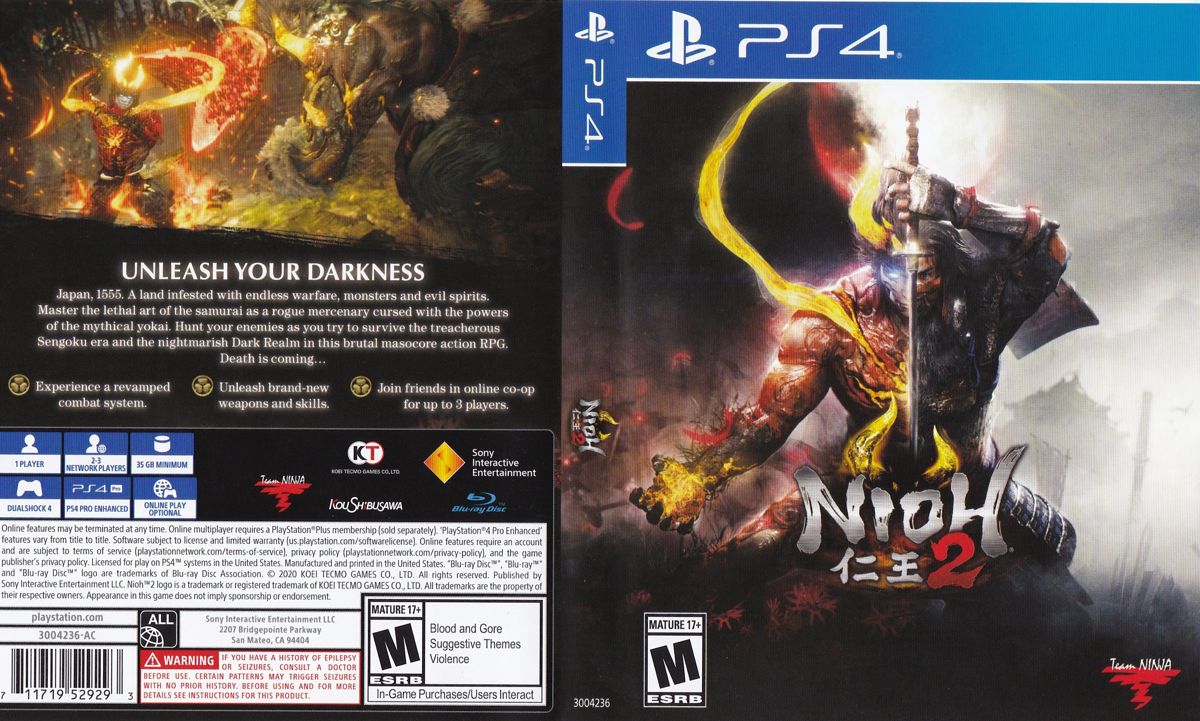 Full Cover for Nioh 2 (PlayStation 4)