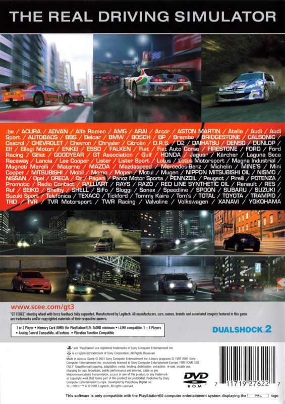 Back Cover for Gran Turismo 3: A-spec (PlayStation 2)