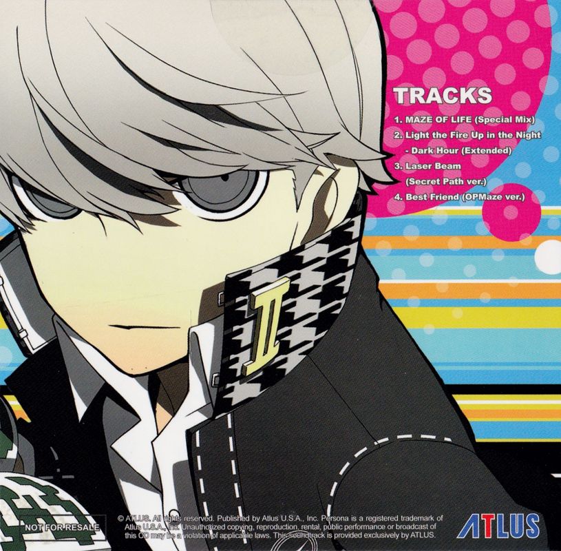 Soundtrack for Persona Q: Shadow of the Labyrinth (The Wild Cards Premium Edition) (Nintendo 3DS): Sleeve - Back
