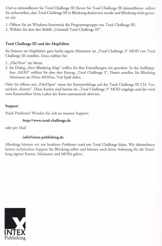 Manual for Total Challenge III: Das Add-On zu Blitzkrieg (Windows): Back