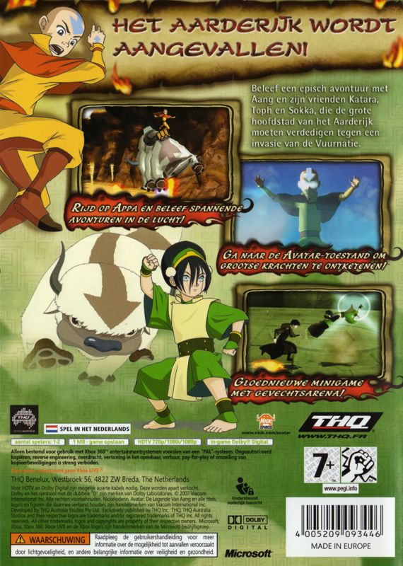 Back Cover for Avatar: The Last Airbender - The Burning Earth (Xbox 360)