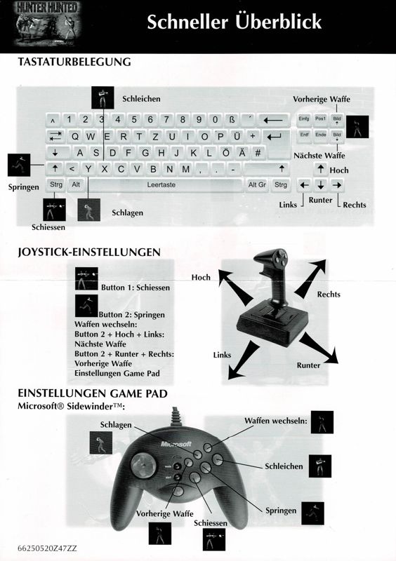 Reference Card for Hunter Hunted (Windows): Front