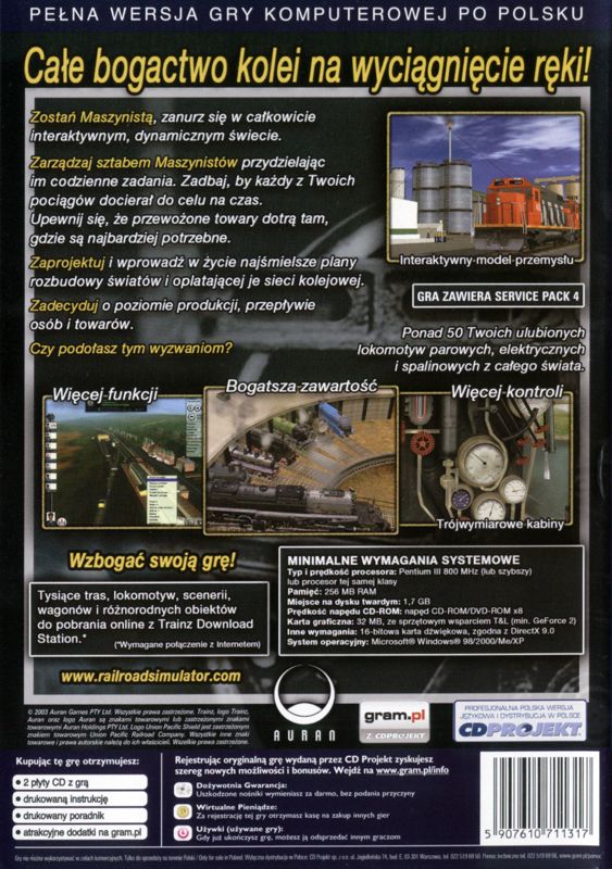 Back Cover for Trainz Railroad Simulator 2004 (Windows) (eXtra Klasyka neXt release)