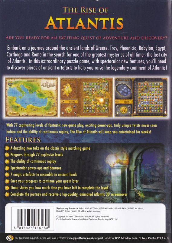 Back Cover for The Rise of Atlantis (Windows)