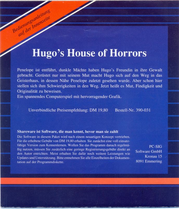 Back Cover for Hugo's House of Horrors (DOS)