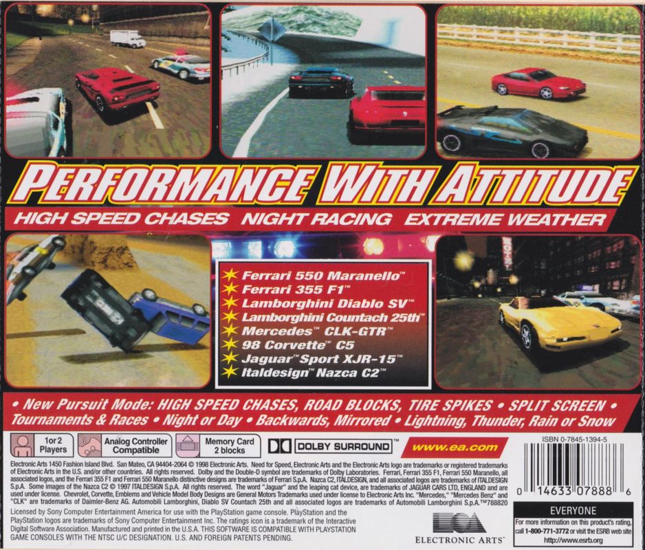Back Cover for Need for Speed III: Hot Pursuit (PlayStation)