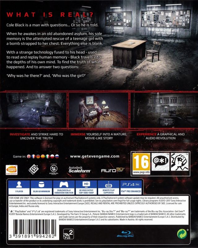 Back Cover for Get Even (PlayStation 4)