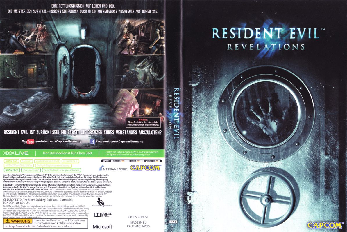 Inside Cover for Resident Evil: Revelations (Xbox 360): Full Reversible Cover