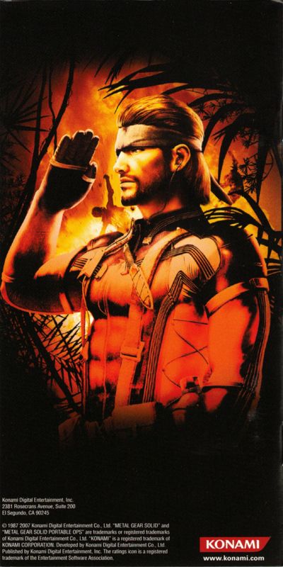 Manual for Metal Gear Solid: Portable Ops Plus (PSP): Back