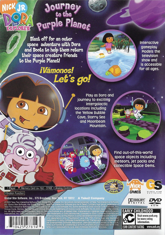 Back Cover for Dora the Explorer: Journey to the Purple Planet (PlayStation 2)