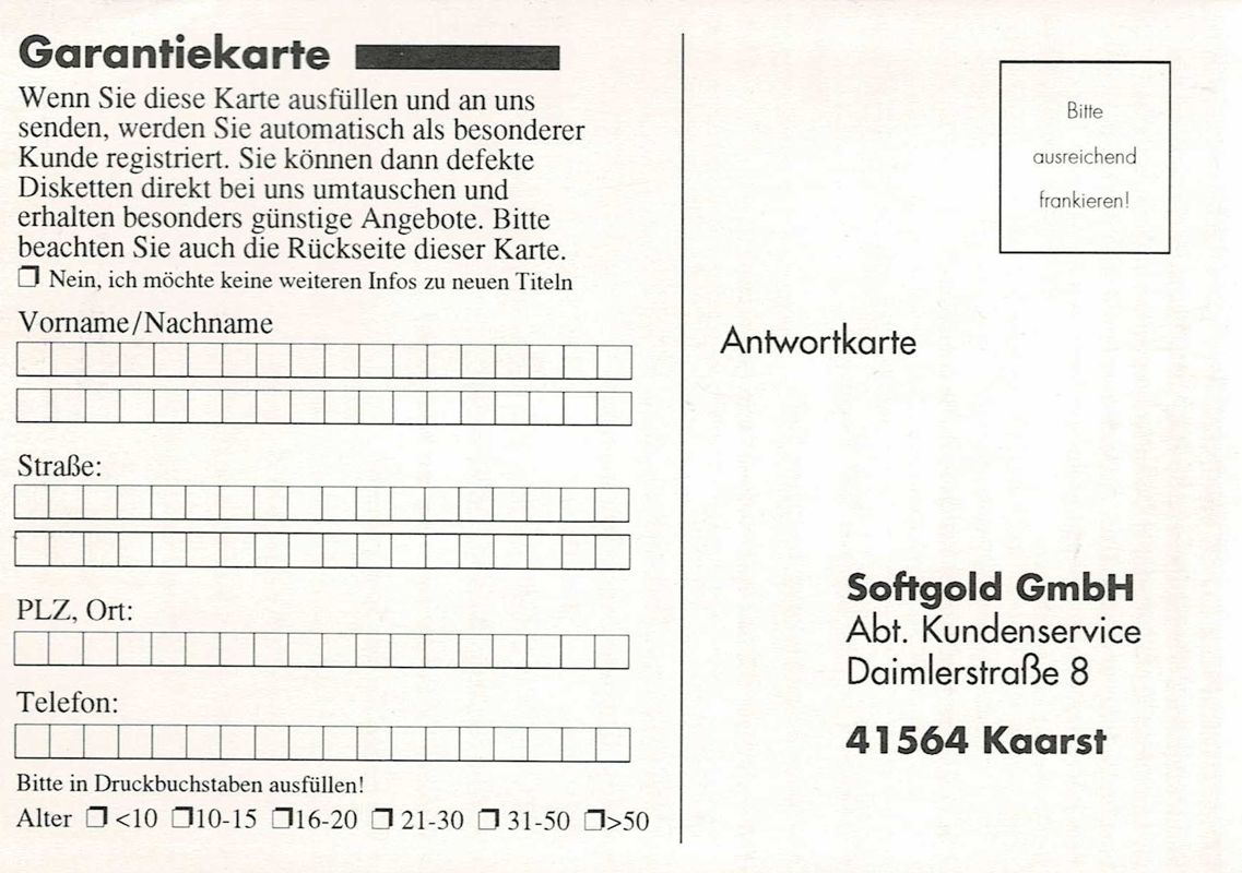 Extras for Star Wars: Rebellion (Windows) (Complete German version): Registration Card - Front