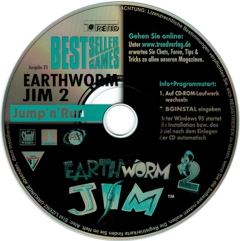Media for Earthworm Jim 1 & 2: The Whole Can 'O Worms (DOS) (Bestseller Games #23 covermount): Disc 2