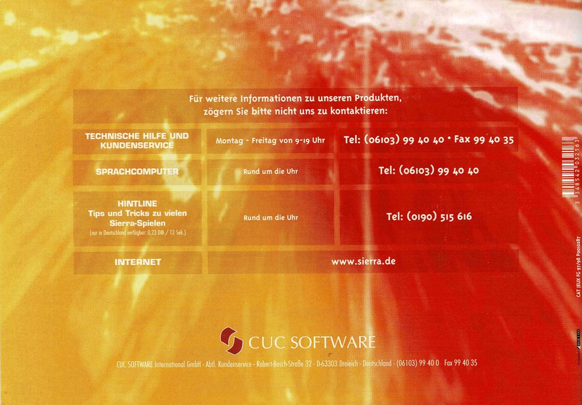 Advertisement for Betrayal in Antara (Windows and Windows 16-bit): Catalog - Back