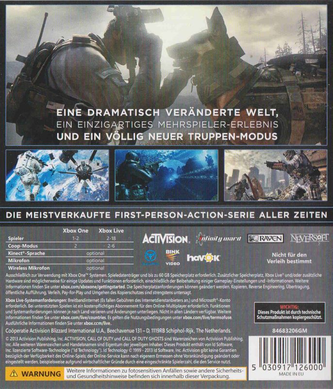 Back Cover for Call of Duty: Ghosts (Xbox One)