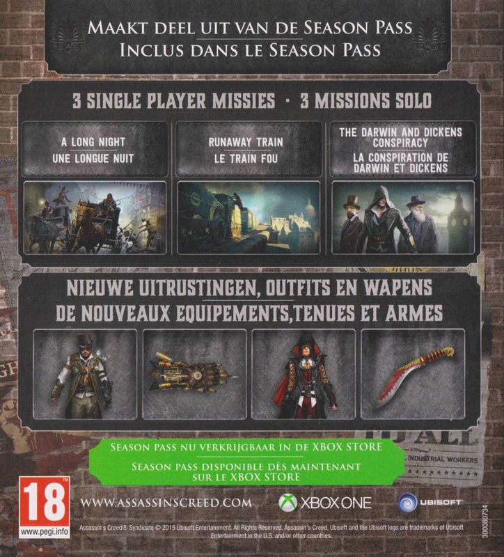 Advertisement for Assassin's Creed: Syndicate (Xbox One): Season pass - Back