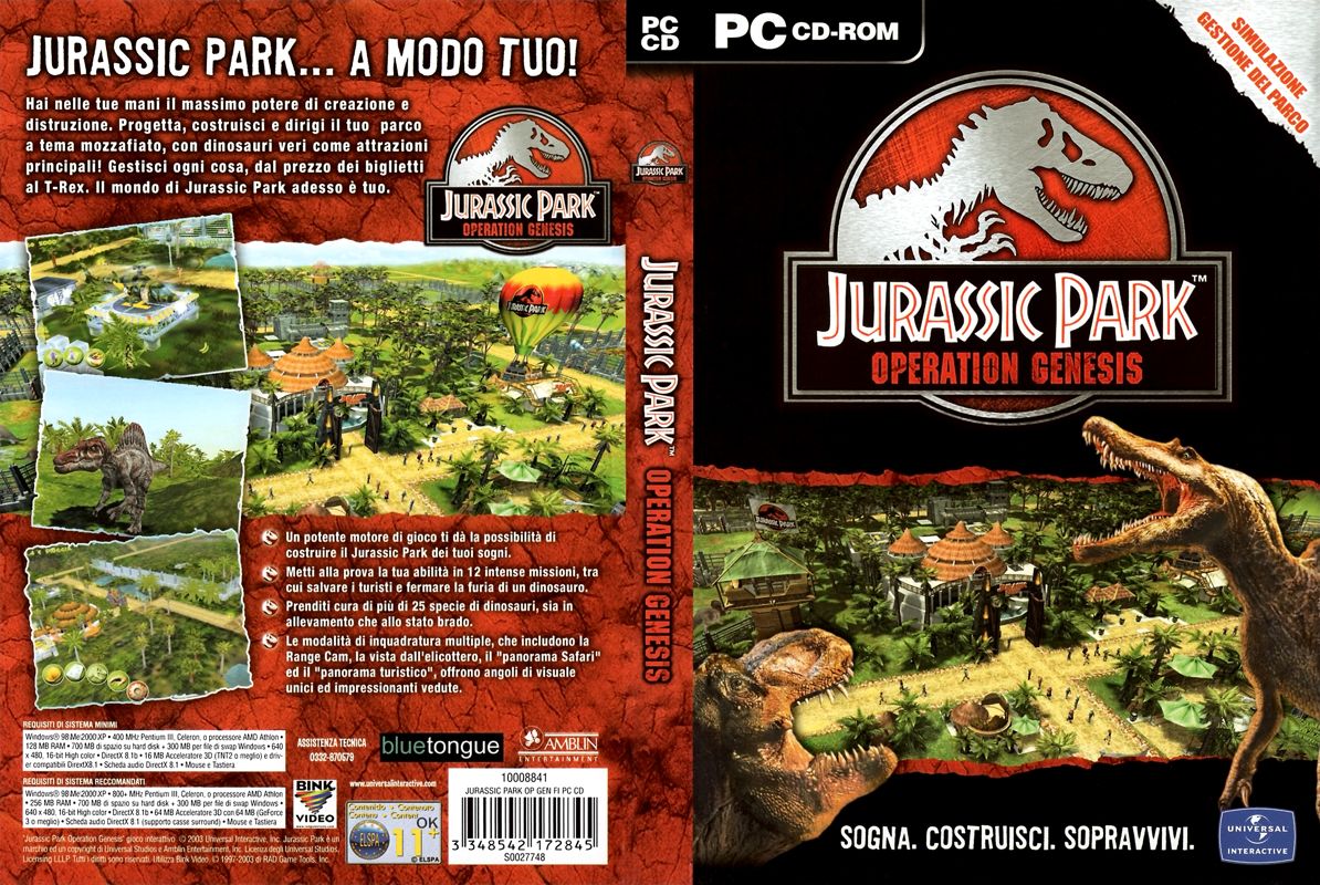 Jurassic Park Operation Genesis Cover Or Packaging Material Mobygames 