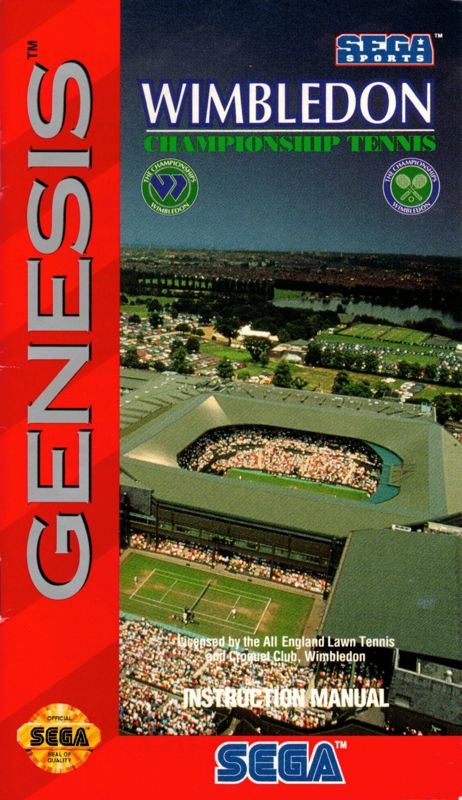 Manual for Wimbledon Championship Tennis (Genesis): Front