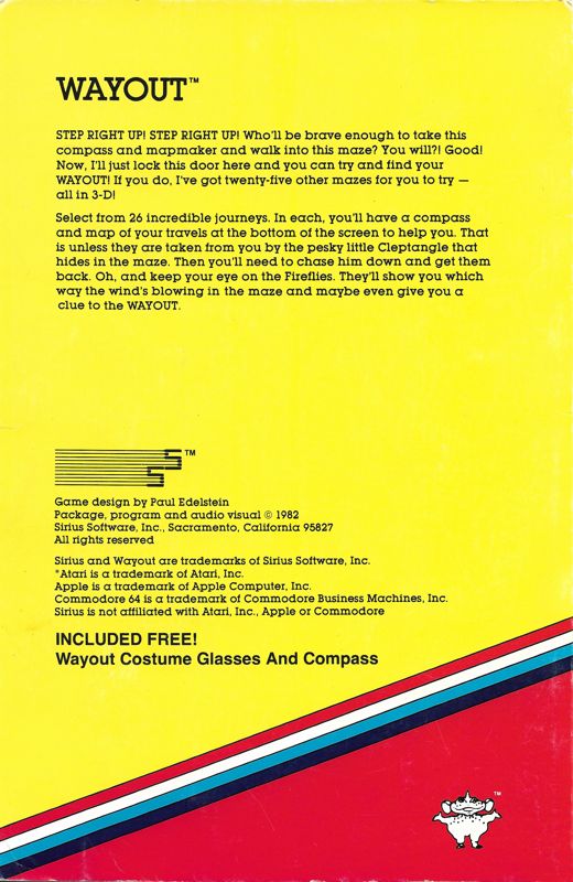 Back Cover for Wayout (Atari 8-bit)