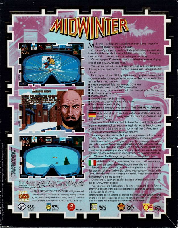 Back Cover for Midwinter (DOS) (KIXX XL Release)