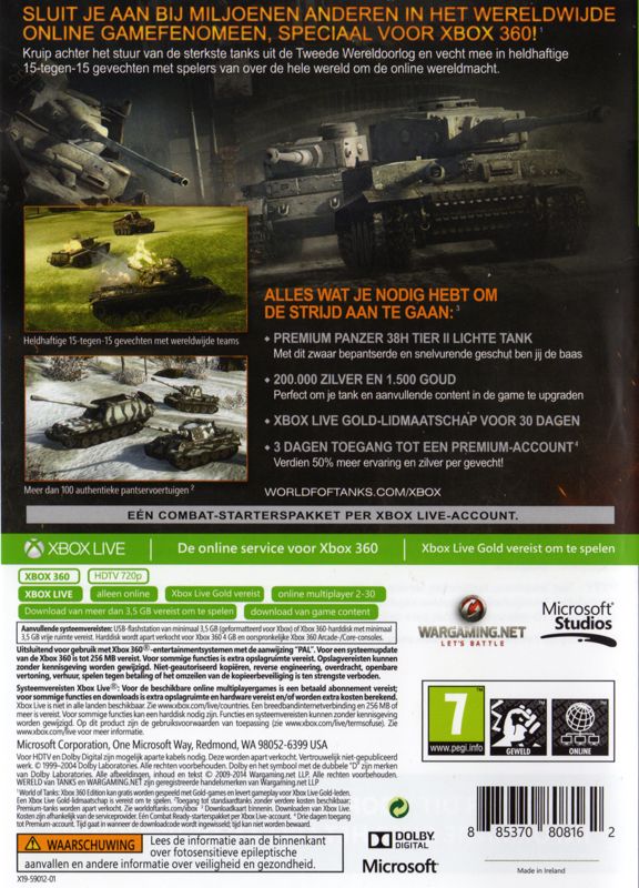 Back Cover for World of Tanks: Xbox 360 Edition - Combat Ready Starter Pack (Xbox 360)