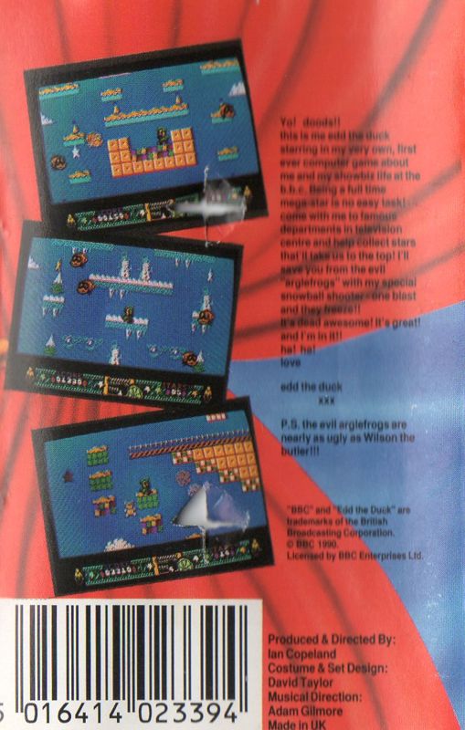 Back Cover for Edd the Duck! (Commodore 64) (Zeppelin Games budget release)