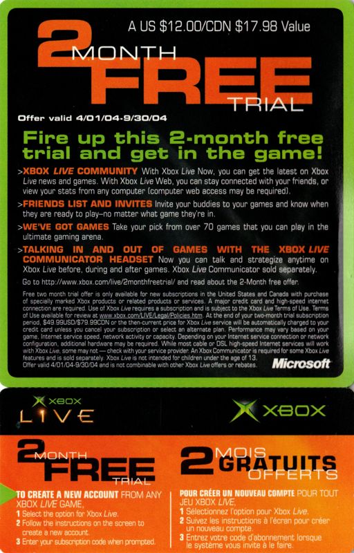 Advertisement for ESPN NFL 2K5 (Xbox): Xbox Live Trial - English