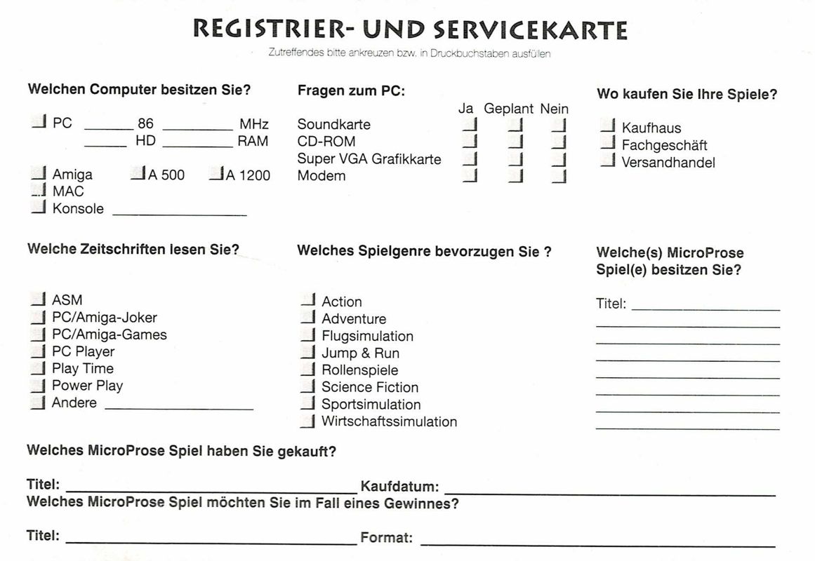 Extras for The Essential Selection: Sport (DOS): Registration Card - Back