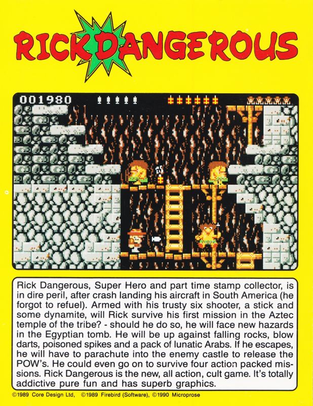 Back Cover for Rick Dangerous (Atari ST) (Tenstar for the Atari ST #7)