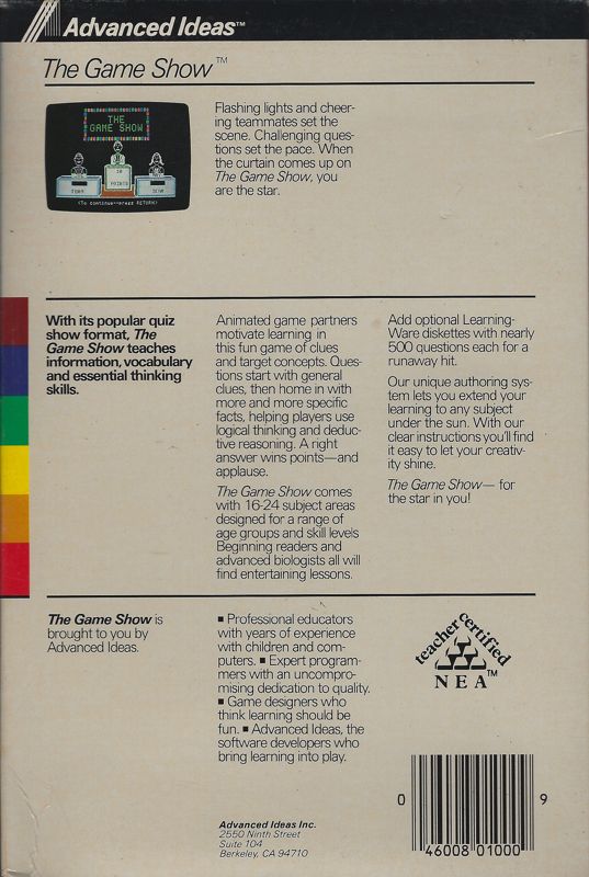 Back Cover for The Game Show (Apple II)