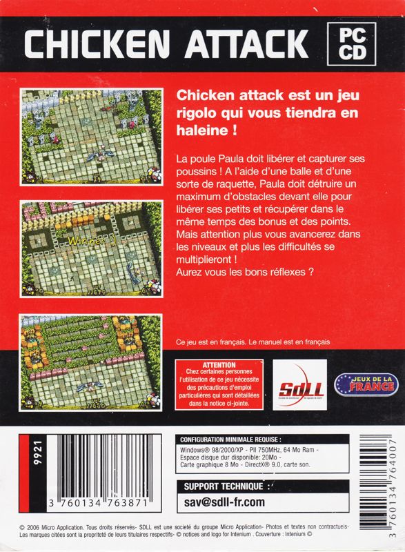 Back Cover for Chicken Attack (Windows) (SdLL release (Micro Application 2006))