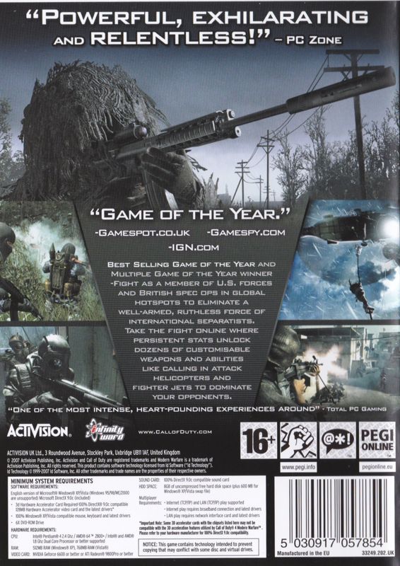 Back Cover for Call of Duty 4: Modern Warfare (Game of the Year Edition) (Windows)