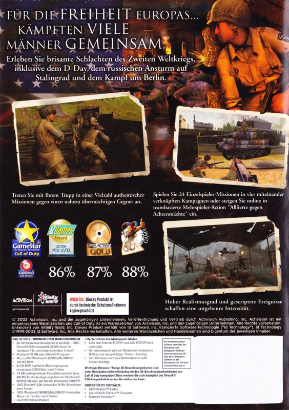 Other for Call of Duty: Deluxe Edition (Windows): Call of Duty - Keep Case - Back