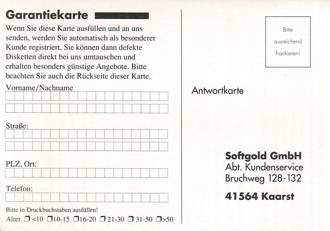 Extras for The Dig (DOS) (Re-release): Registration Card - Front