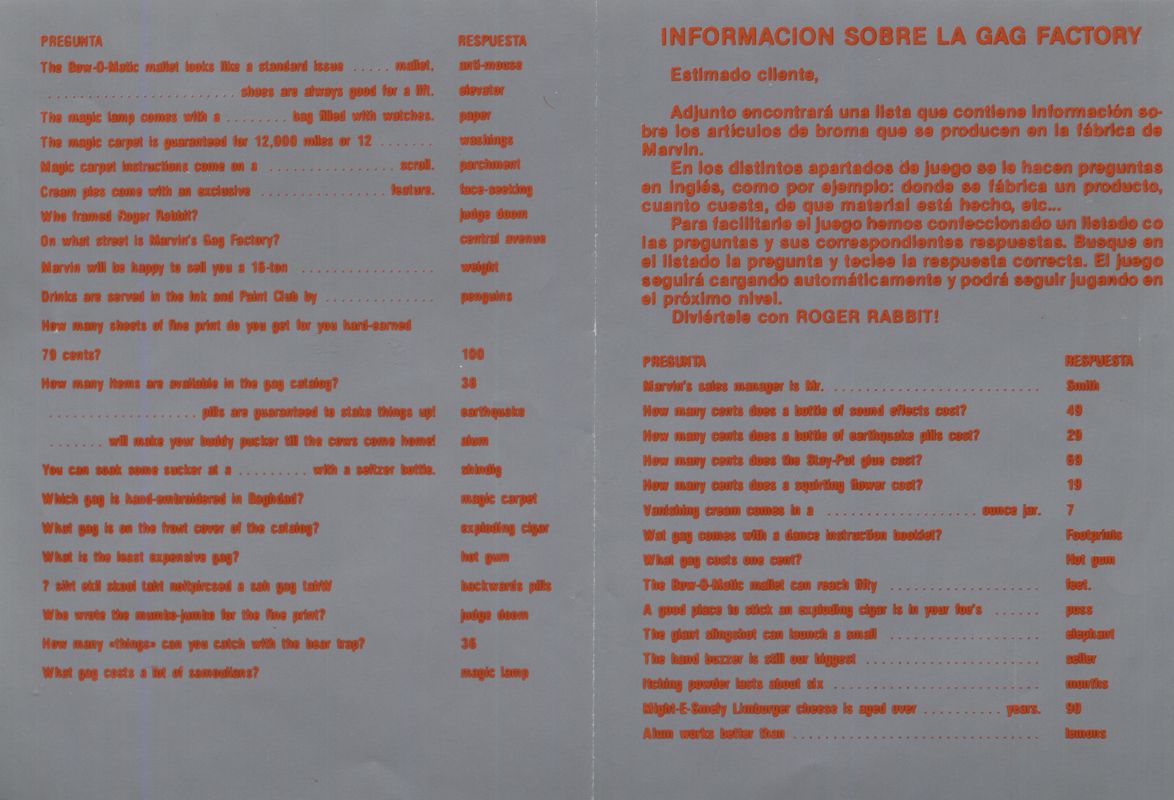 Reference Card for Who Framed Roger Rabbit (DOS): Outside