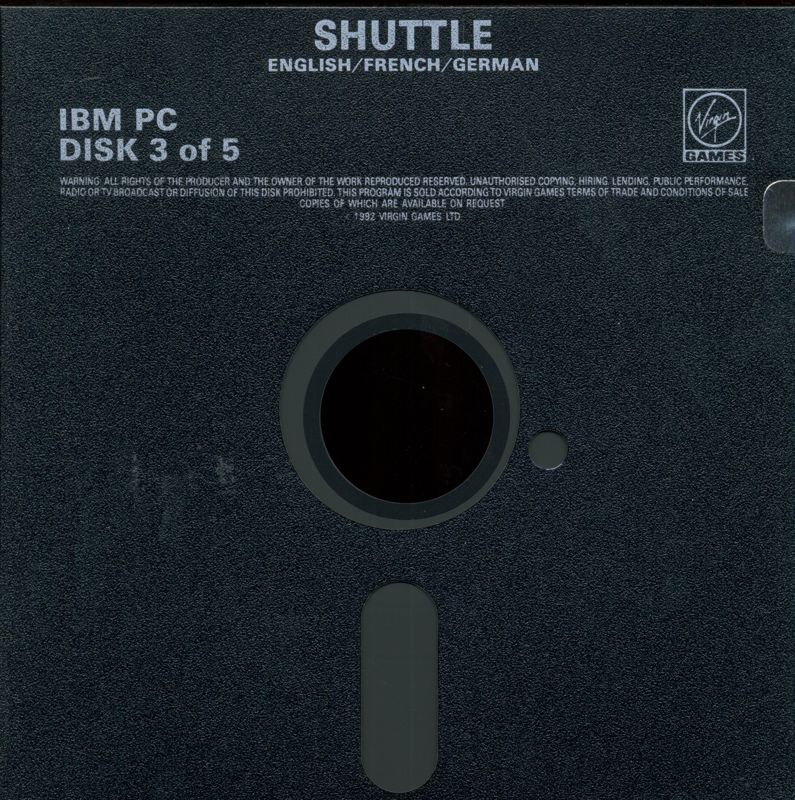Media for Shuttle: The Space Flight Simulator (DOS) (5.25" floppy disk release): Disk 3