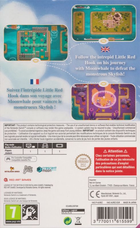 Back Cover for Legend of the Skyfish (Nintendo Switch) (Red Art Games release)