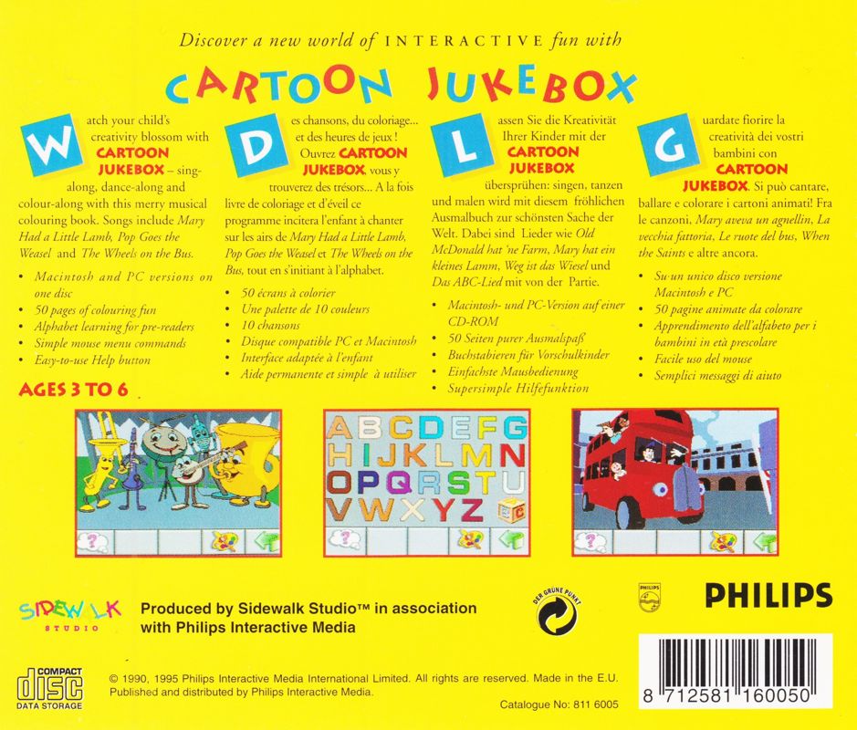 Other for Cartoon Jukebox (Macintosh and Windows 3.x): Jewel Case - Back