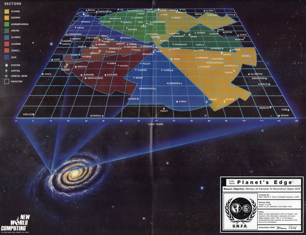 Map for Planet's Edge: The Point of no Return (DOS) (5.25" Version): Stellar Map