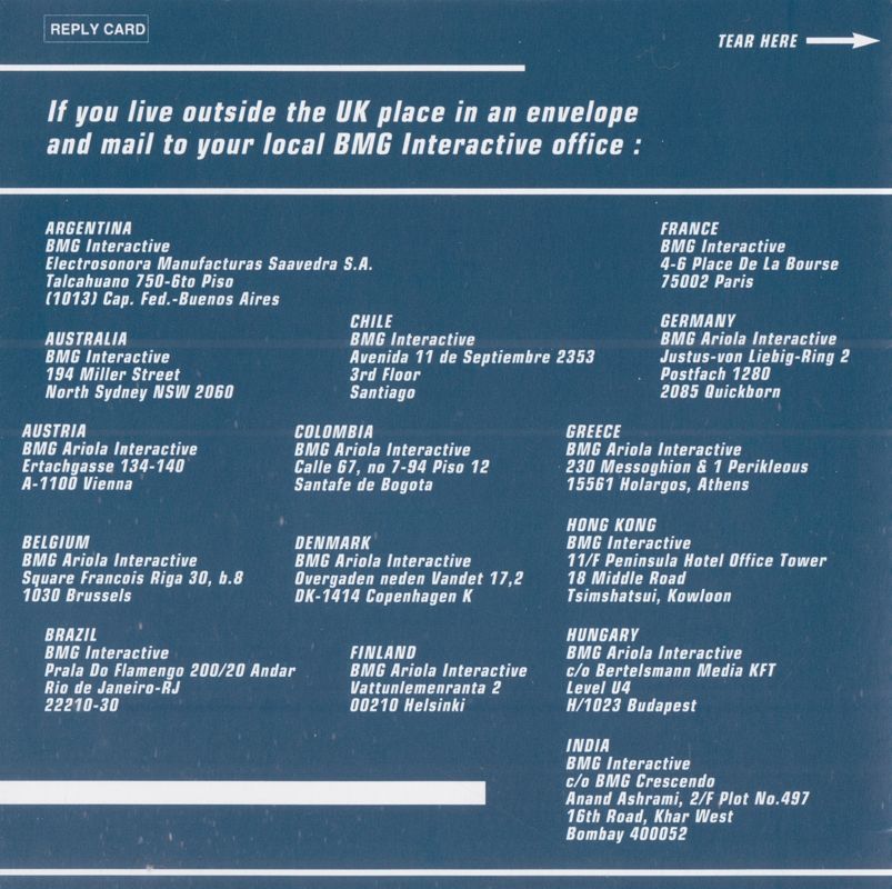 Extras for Mass Destruction (DOS): Registration Card - Back (2-folded)