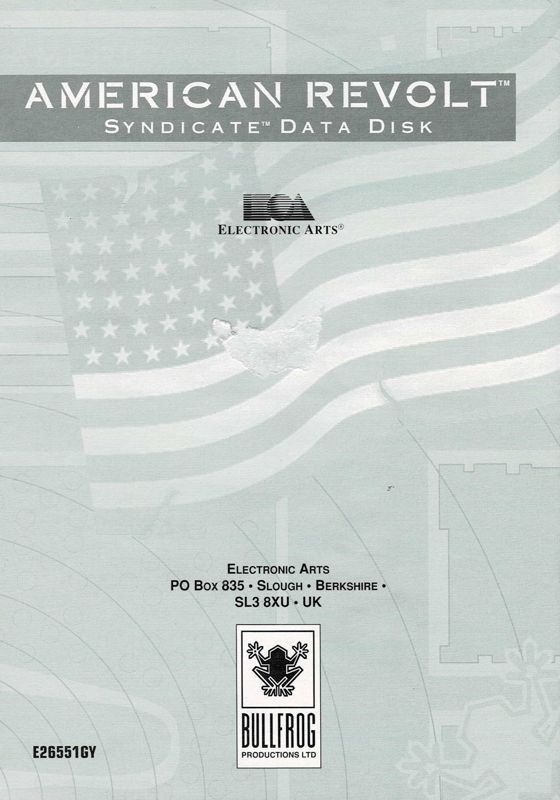 Reference Card for Syndicate: American Revolt (DOS): Back