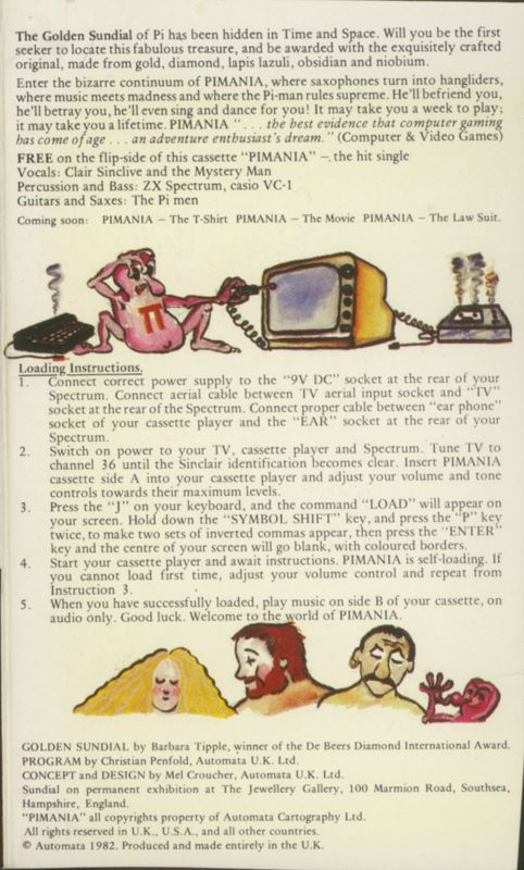 Inside Cover for Pimania (ZX Spectrum)