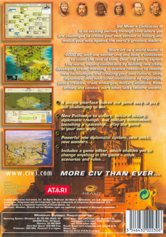 Other for Sid Meier's Civilization III: Complete (Windows): Civilization III Keep Case - Back